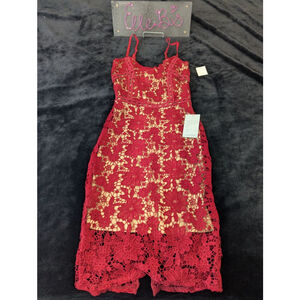 NWT Max + Ask Red/Nude Lace Dress XS